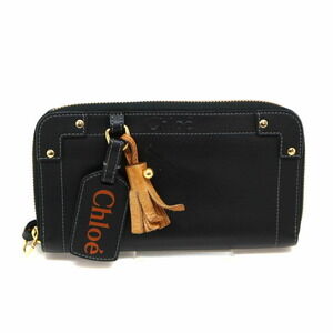 Chloe Zip Around Black Wallet Leather
